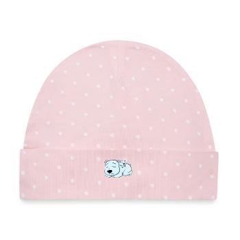 Eisbär mit Baby Eisbär - Baby Premium Organic Mütze - Rosa/Weiße Punkte - Vorne