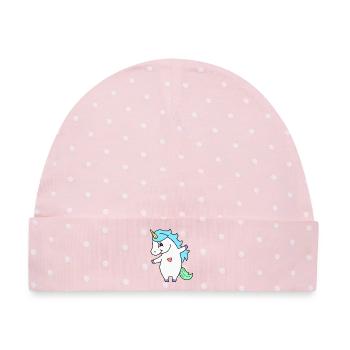 Einhorn Einhörner - Baby Premium Organic Mütze - Rosa/Weiße Punkte - Vorne