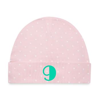 9. ALLES GUTE ZUM GEBURTSTAG. ALLES GUTE ZUM GEBURTSTAG! - Baby Premium Organic Mütze - Rosa/Weiße Punkte - Vorne