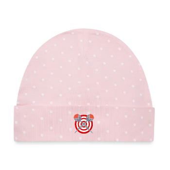 Dart Bullseye Kreuzmotiv - Baby Premium Organic Mütze - Rosa/Weiße Punkte - Vorne