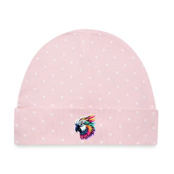 Kakadu-Papagei mit Kamm - Baby Premium Organic Mütze - Rosa/Weiße Punkte - Vorne