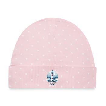 Ich brauche Meer Zeit Geschenk - Baby Premium Organic Mütze - Rosa/Weiße Punkte - Vorne