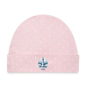 Ich brauche Meer Zeit Leuchtturm Geschenk - Baby Premium Organic Mütze - Rosa/Weiße Punkte - Vorne