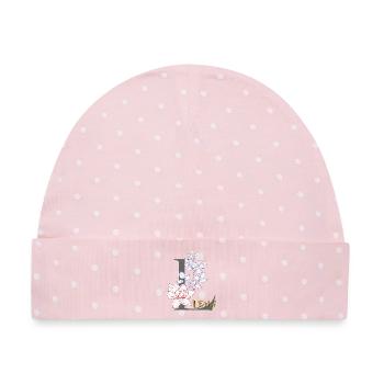 Initiale Buchstabe Lena - Baby Premium Organic Mütze - Rosa/Weiße Punkte - Vorne