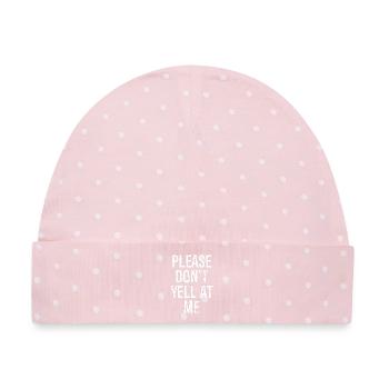 please don't yell at me - Baby Premium Organic Mütze - Rosa/Weiße Punkte - Vorne