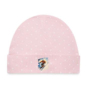Snowboarder Pulverschnee - Baby Premium Organic Mütze - Rosa/Weiße Punkte - Vorne