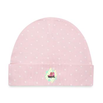 60er Jahre Farben Rollschuhe - Baby Premium Organic Mütze - Rosa/Weiße Punkte - Vorne