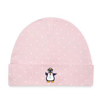 Pinguin Polizist Trillerpfeife Polizei - Baby Premium Organic Mütze - Rosa/Weiße Punkte - Vorne