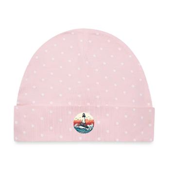 Leuchtturm auf rauer See - Baby Premium Organic Mütze - Rosa/Weiße Punkte - Vorne