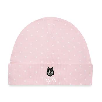 Finnischer Lapphund Papa - Baby Premium Organic Mütze - Rosa/Weiße Punkte - Vorne