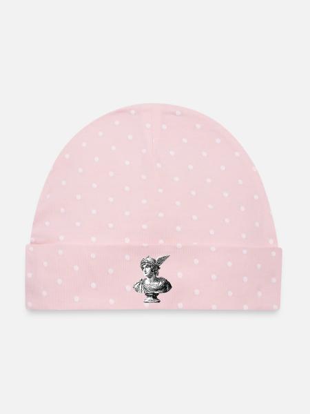 Antike Büste Hermes - Klassische Gravur - Baby Premium Organic Mütze - Rosa/Weiße Punkte
