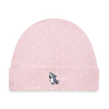 Shark Graupapagei Cartoon - Baby Premium Organic Mütze - Rosa/Weiße Punkte - Vorne