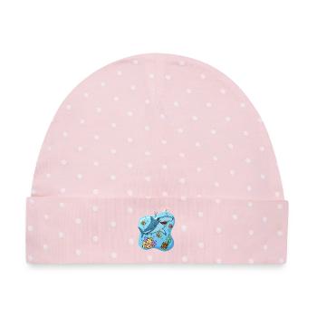 Hammerhai im Cartoon-Stil Im Ozean - Baby Premium Organic Mütze - Rosa/Weiße Punkte - Vorne
