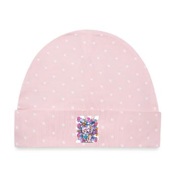 Retro Katze Kinder 60er - Baby Premium Organic Mütze - Rosa/Weiße Punkte - Vorne