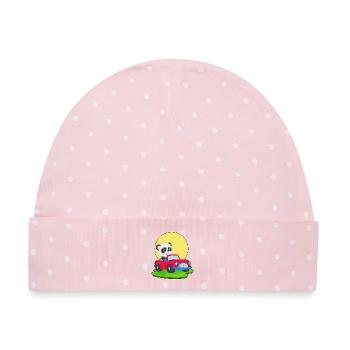 Panda Auto - Baby Premium Organic Mütze - Rosa/Weiße Punkte - Vorne