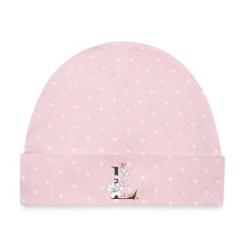Buchstabe L  Liane - Baby Premium Organic Mütze - Rosa/Weiße Punkte - Vorne