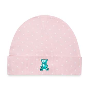 Gummibär Türkis - Baby Premium Organic Mütze - Rosa/Weiße Punkte - Vorne