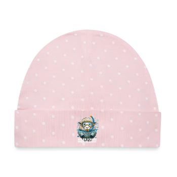 Nur ein Schauer – Lustiges Schaf Design Schnorchel - Baby Premium Organic Mütze - Rosa/Weiße Punkte - Vorne