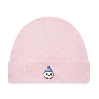 Winter Eskimo Baby Winterlich - Baby Premium Organic Mütze - Rosa/Weiße Punkte - Vorne