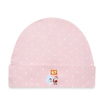 Santa67 Countdown Weihnachtsschild - Baby Premium Organic Mütze - Rosa/Weiße Punkte - Vorne
