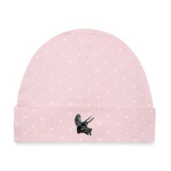 Triceratops Dinosaurier Dinos Triceratops Dino - Baby Premium Organic Mütze - Rosa/Weiße Punkte - Vorne