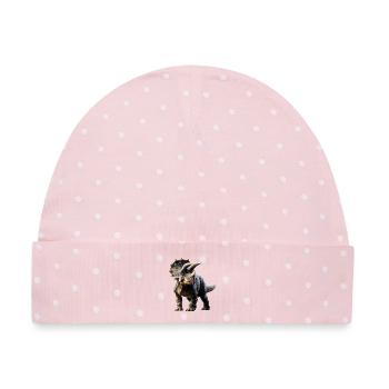 Triceratops Dinosaurier Dinos Triceratops Dino - Baby Premium Organic Mütze - Rosa/Weiße Punkte - Vorne