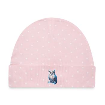 Frostige Eulenmajestät - Baby Premium Organic Mütze - Rosa/Weiße Punkte - Vorne