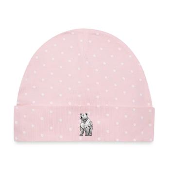 Geometrischer Bär Linienkunst - Baby Premium Organic Mütze - Rosa/Weiße Punkte - Vorne