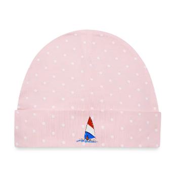 Segelboot - Baby Premium Organic Mütze - Rosa/Weiße Punkte - Vorne