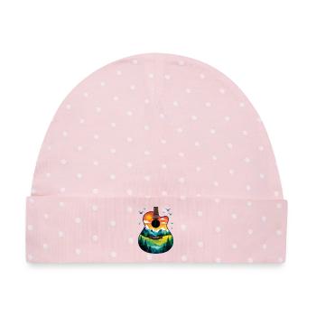 Berglandschaft auf Gitarre - Baby Premium Organic Mütze - Rosa/Weiße Punkte - Vorne