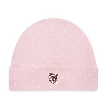 Fuchs Weihnachten Lustig - Baby Premium Organic Mütze - Rosa/Weiße Punkte - Vorne