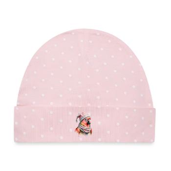 Winterparrot mit Wollmütze und Schal - Baby Premium Organic Mütze - Rosa/Weiße Punkte - Vorne