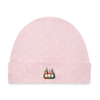 Drei Gartenzwerge im Winterwald - Baby Premium Organic Mütze - Rosa/Weiße Punkte - Vorne