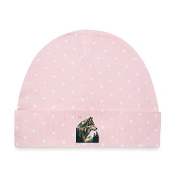 Waldwolf Doppelbelichtung - Baby Premium Organic Mütze - Rosa/Weiße Punkte - Vorne