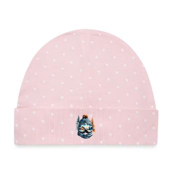 Winterlandschaft Spiegelung Goggles - Baby Premium Organic Mütze - Rosa/Weiße Punkte - Vorne