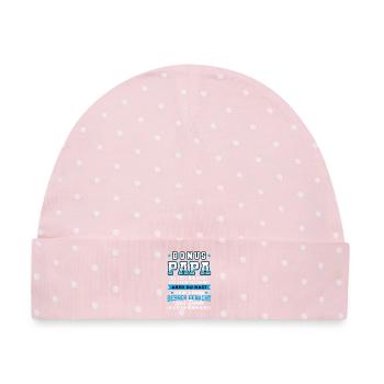 Prima und lustiger Bonus Papa, Stiefvater Spruch - Baby Premium Organic Mütze - Rosa/Weiße Punkte - Vorne