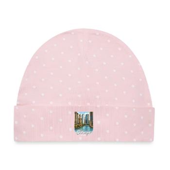 Chicago Illinois - Baby Premium Organic Mütze - Rosa/Weiße Punkte - Vorne