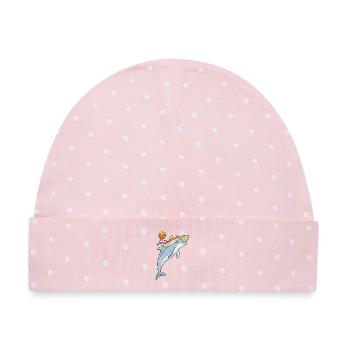Delfin Strand Strohhut Sommer - Baby Premium Organic Mütze - Rosa/Weiße Punkte - Vorne