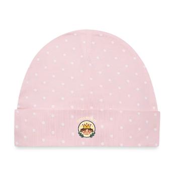 Little Royalty – Süßes Mädchen mit Krone - Baby Premium Organic Mütze - Rosa/Weiße Punkte - Vorne