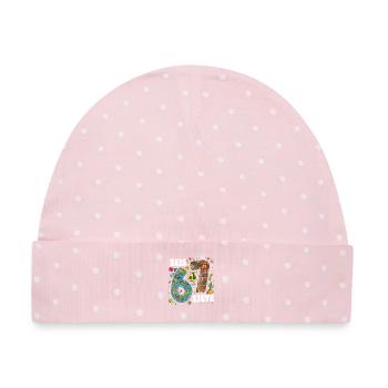 Sechs Sieben Fiesta Muster - Baby Premium Organic Mütze - Rosa/Weiße Punkte - Vorne