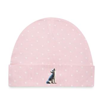 Polarfuchs Schneefuchs Eisfuchs Süßer Weißer Fuchs - Baby Premium Organic Mütze - Rosa/Weiße Punkte - Vorne