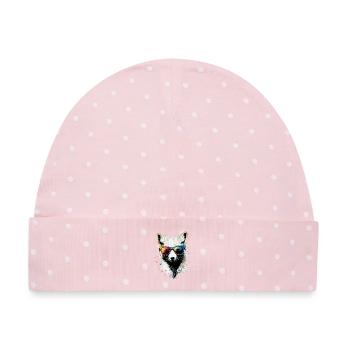 Polarfuchs Schneefuchs Eisfuchs Süßer Weißer Fuchs - Baby Premium Organic Mütze - Rosa/Weiße Punkte - Vorne