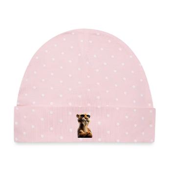 Säbelzahntiger Smilodon Raubkatze Säbelzahn Tiger - Baby Premium Organic Mütze - Rosa/Weiße Punkte - Vorne