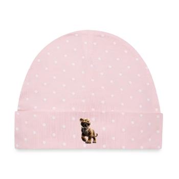 Säbelzahntiger Smilodon Raubkatze Säbelzahn Tiger - Baby Premium Organic Mütze - Rosa/Weiße Punkte - Vorne