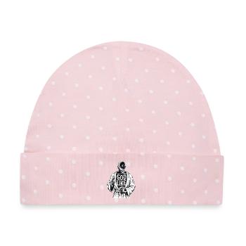 God Like Galaxy Design - Baby Premium Organic Mütze - Rosa/Weiße Punkte - Vorne