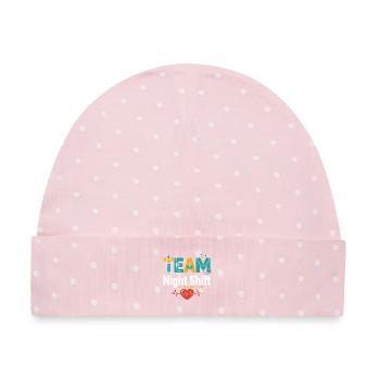 Team Night Shift Med Crew - Baby Premium Organic Mütze - Rosa/Weiße Punkte - Vorne