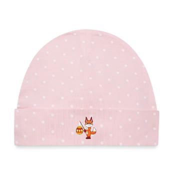 Fuchs Ostern Angeln - Baby Premium Organic Mütze - Rosa/Weiße Punkte - Vorne