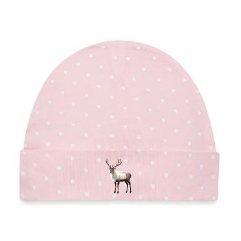 Rentiere Rentier - Baby Premium Organic Mütze - Rosa/Weiße Punkte - Vorne