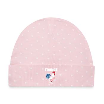 Dreikolor-Hahn Frankreichs - Baby Premium Organic Mütze - Rosa/Weiße Punkte - Vorne