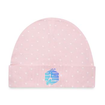 Tolles Padel Geschenk für Padelspieler - Baby Premium Organic Mütze - Rosa/Weiße Punkte - Vorne